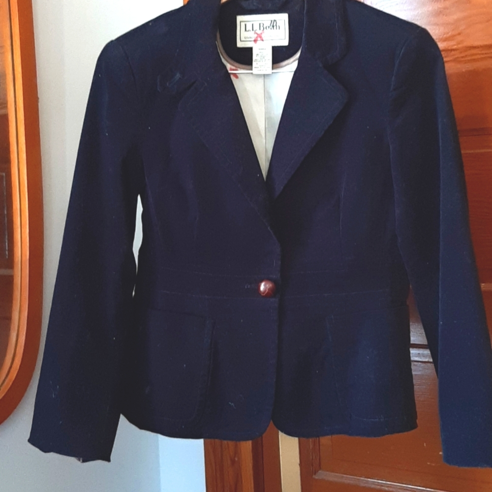 L.L. Bean Navy Velvet Blazer Jacket